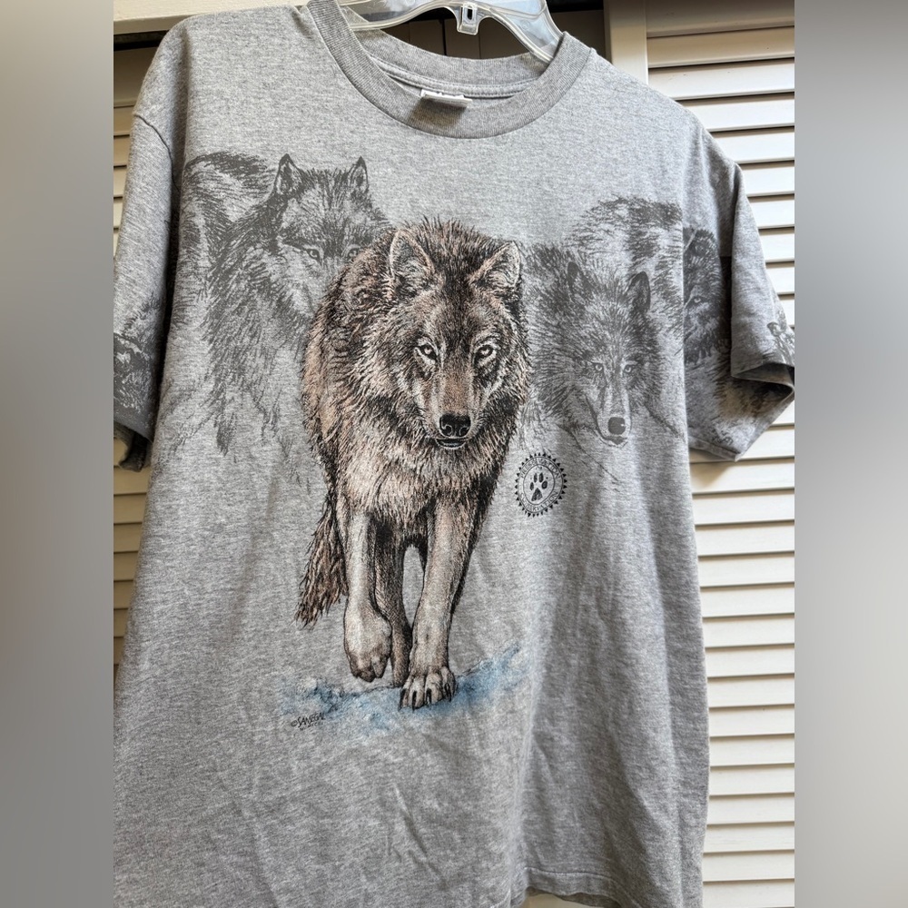 Vintage Gray Wolf Preservation Conservation Graphic T-Shirt Women’s Sz L
